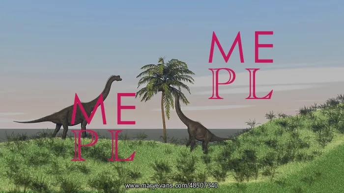 : Two large Brachiosaurus grazing on a tall tree : Two large Brachiosaurus grazing on a tall tree