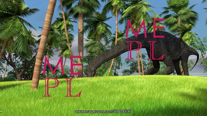 : Large Brachiosaurus grazing in a tropical climate : Large Brachiosaurus grazing in a tropical climate