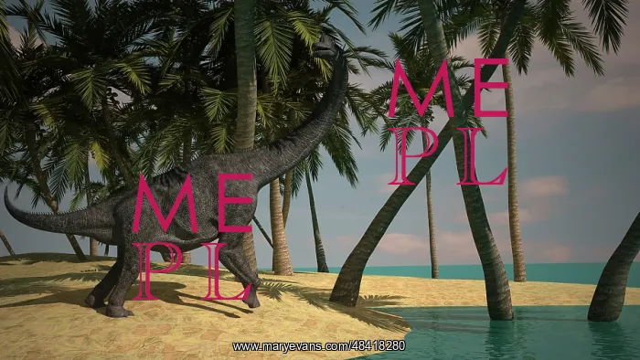 : Large Brachiosaurus grazing at the water's edge : Large Brachiosaurus grazing at the water's edge