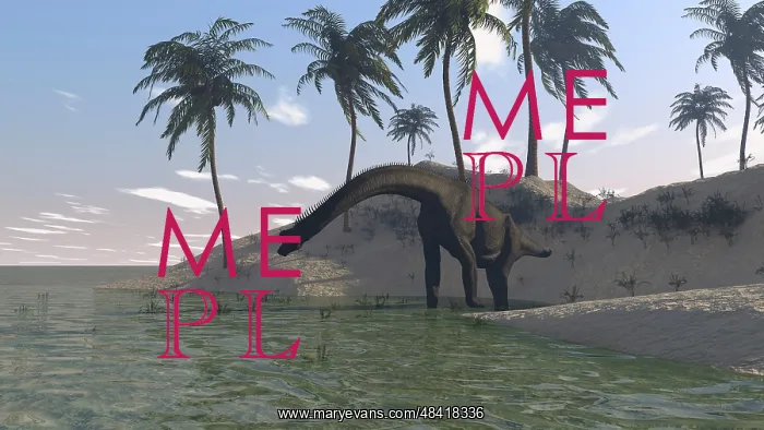 : Large Brachiosaurus grazing at the water's edge : Large Brachiosaurus grazing at the water's edge