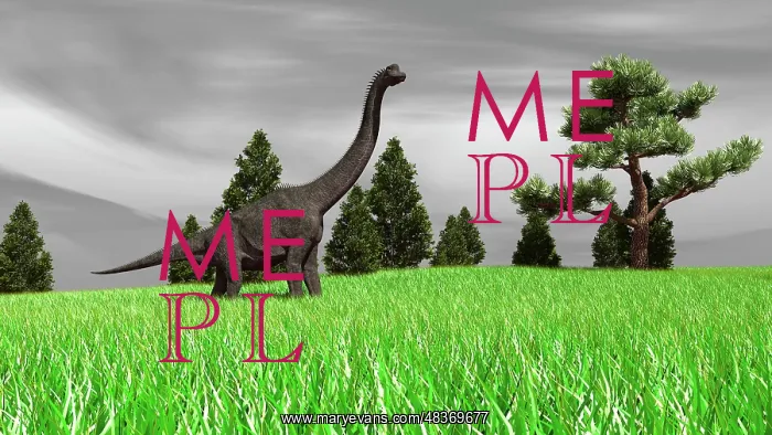 : Large Brachiosaurus in an open field : Large Brachiosaurus in an open field