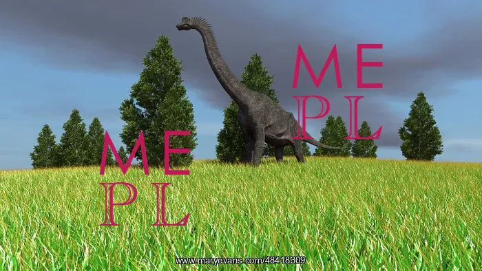 : Large Brachiosaurus in an open field : Large Brachiosaurus in an open field