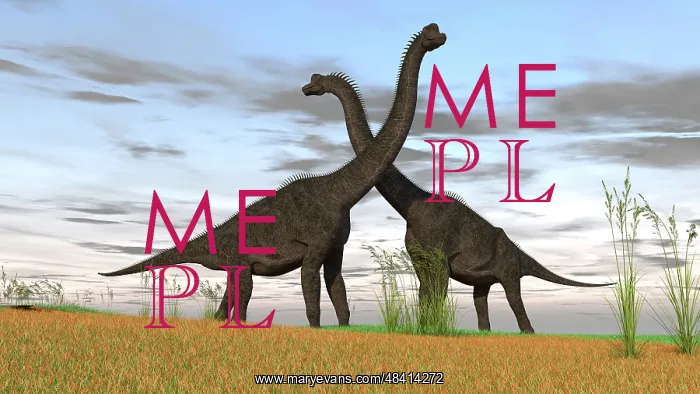  : Two large Brachiosaurus in prehistoric grasslands