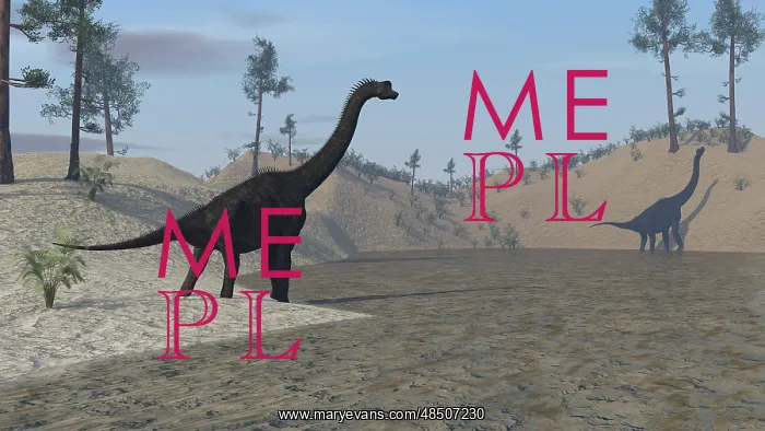 : Large Brachiosaurus roaming the edge of a bay : Large Brachiosaurus roaming the edge of a bay