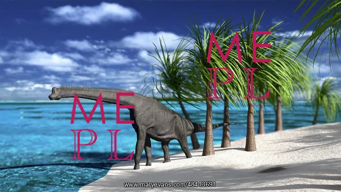 : Large Brachiosaurus on the shoreline : Large Brachiosaurus on the shoreline