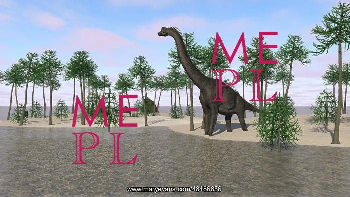 : Large Brachiosaurus standing at the water's edge : Large Brachiosaurus standing at the water's edge