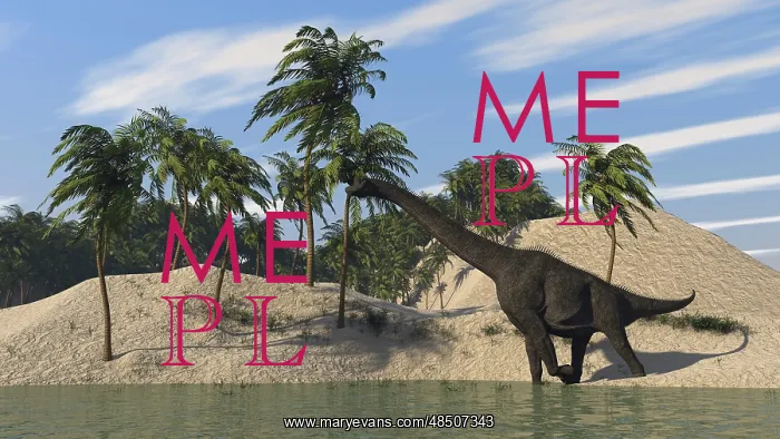 : Large Brachiosaurus walking along the water's edge : Large Brachiosaurus walking along the water's edge