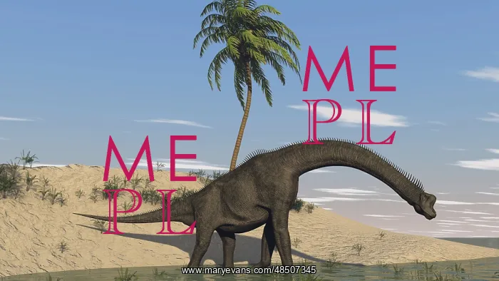 : Large Brachiosaurus walking along the water's edge : Large Brachiosaurus walking along the water's edge