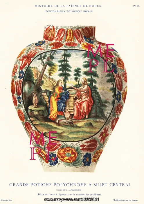 : Large colourful vase with central image of Jesus, Rouen : Large colourful vase with central image of Jesus, Rouen