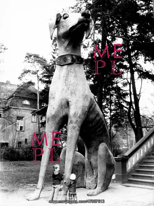: Large dog and children in garden, Berlin : Large dog and children in garden, Berlin
