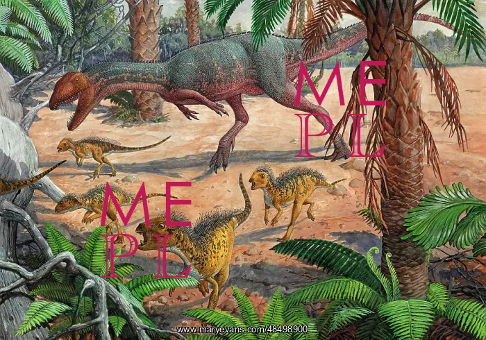 : A large Dracovenator chasing a group of Heterodontosaurus ? : A large Dracovenator chasing a group of Heterodontosaurus ?