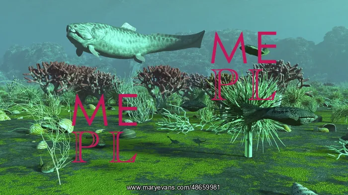 : A large Dunkelosteus and other armored fish in : A large Dunkelosteus and other armored fish in