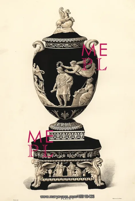 : Large Homeric vase and pedestal : Large Homeric vase and pedestal