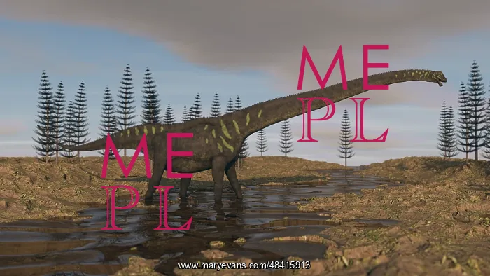 : A large Mamenchisaurus walking along a dry riverbed : A large Mamenchisaurus walking along a dry riverbed