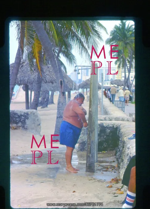 : Large man taking a shower, Florida, USA : Large man taking a shower, Florida, USA