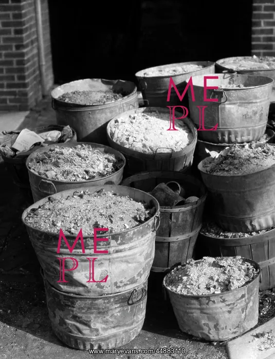 : Large Pile Of Metal Ash Cans Full : Large Pile Of Metal Ash Cans Full