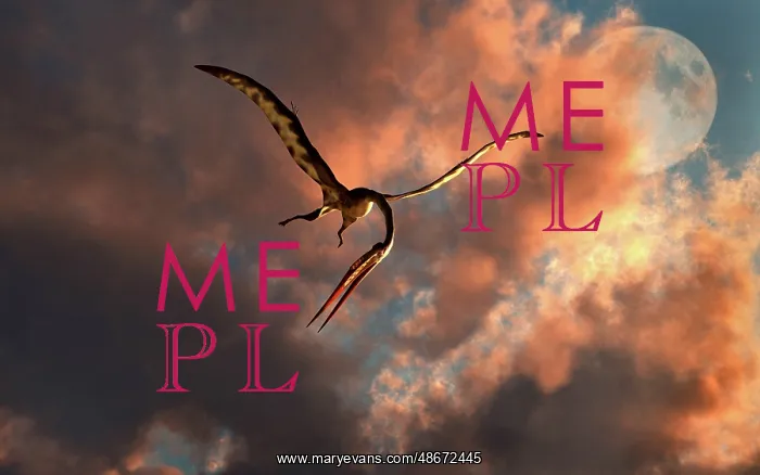: A large Quetzalcoatlus flying in the cloudy sky : A large Quetzalcoatlus flying in the cloudy sky