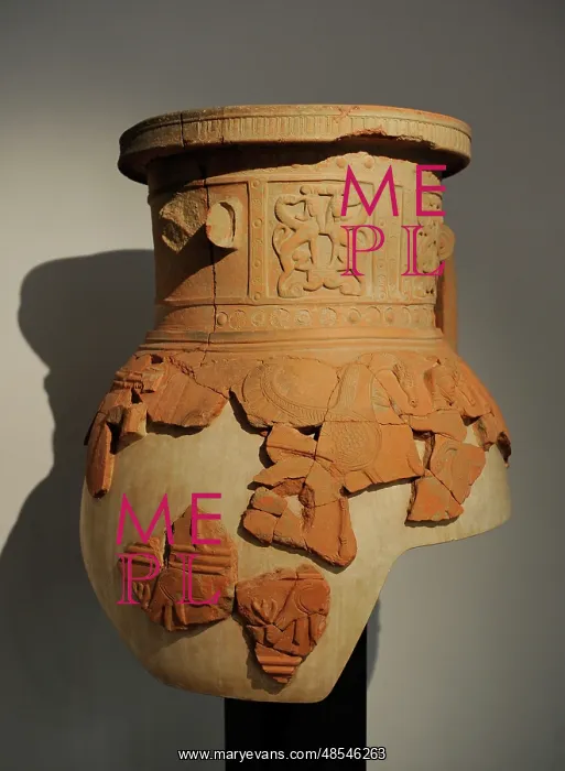 : Large storage containers of fired clay were used for burials : Large storage containers of fired clay were used for burials