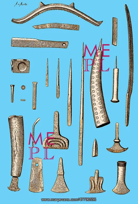 : Late Bronze Age Tools, Illustration : Late Bronze Age Tools, Illustration