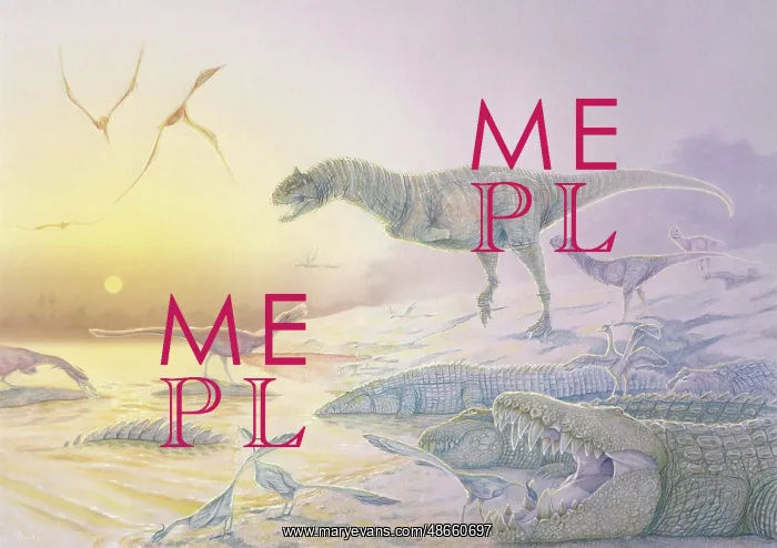 : A Late Cretaceous dinosaur scene in watercolor : A Late Cretaceous dinosaur scene in watercolor