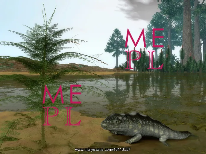 : A Late Devonian Ichthyostega emerges from waters of a ? : A Late Devonian Ichthyostega emerges from waters of a ?