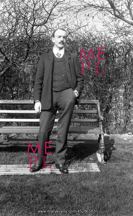 : Late Victorian picture of a man in garden : Late Victorian picture of a man in garden