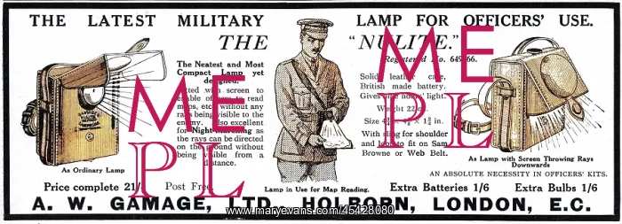  : The latest military lamp from Gamage's, World War One