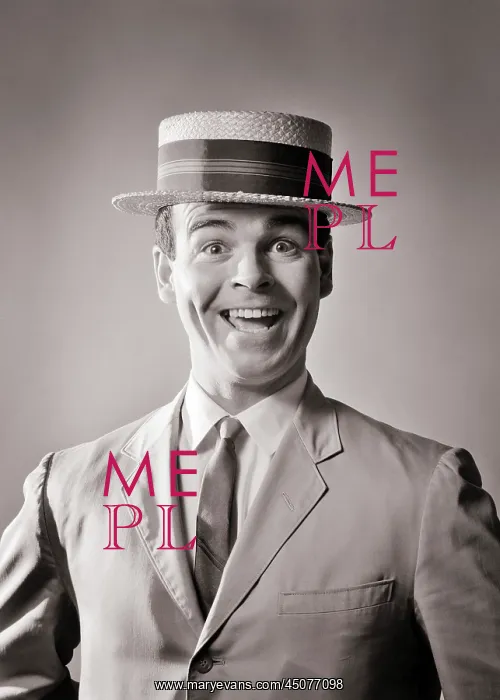 : Laughing Man in Straw Boater Hat and Summer Suit : Laughing Man in Straw Boater Hat and Summer Suit