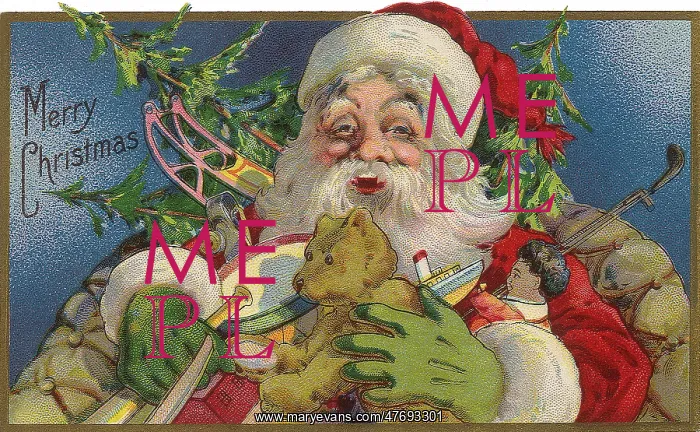  : Laughing Santa With Armful of Toys