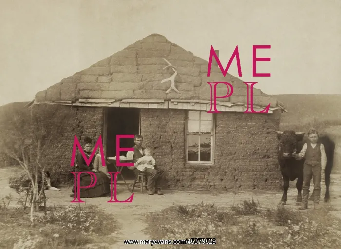 : Laulerman family in front of their sod house : Laulerman family in front of their sod house