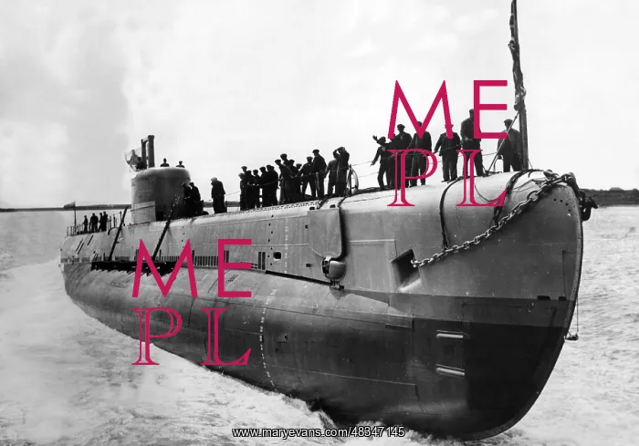 : Launch of a British submarine, 1936 : Launch of a British submarine, 1936