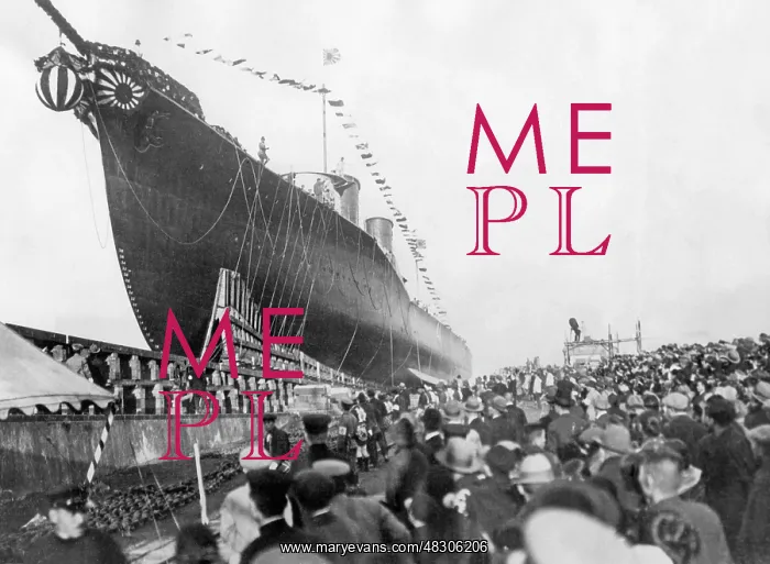 : Launch of a destroyer in Japan, 1928 : Launch of a destroyer in Japan, 1928