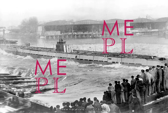 : Launch of a German supply U-boat : Launch of a German supply U-boat