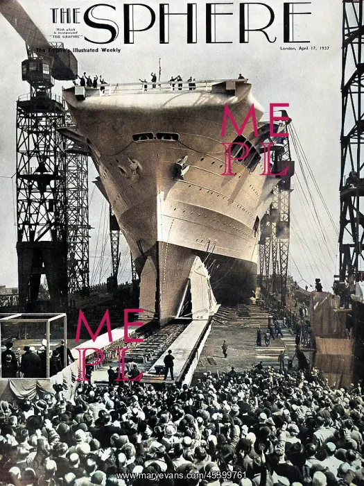 : Launch of HMS Ark Royal, Birkenhead, 1937 : Launch of HMS Ark Royal, Birkenhead, 1937