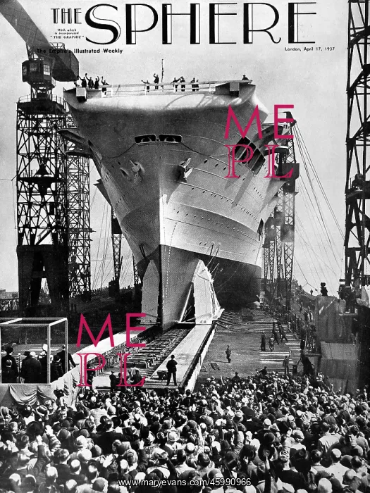 : Launch of HMS Ark Royal, Birkenhead, 1937 : Launch of HMS Ark Royal, Birkenhead, 1937