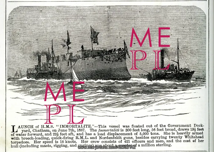 : Launch of HMS Immortalite at Chatham Dockyard, Kent : Launch of HMS Immortalite at Chatham Dockyard, Kent