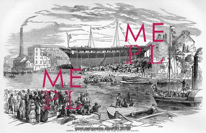 : Launch of La Hogue, Sunderland 1855 : Launch of La Hogue, Sunderland 1855