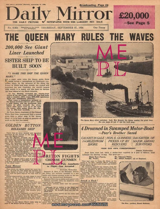 : Launch of Queen Mary liner on River Clyde : Launch of Queen Mary liner on River Clyde