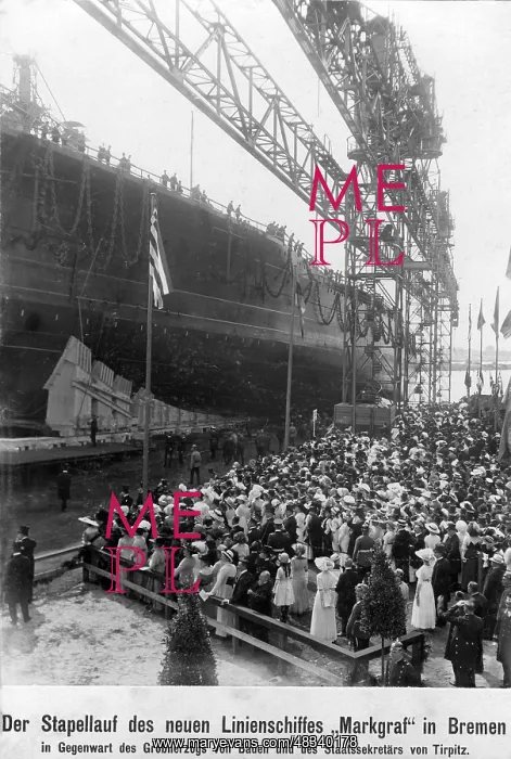 : Launch of the SMS Markgraf, 1913 : Launch of the SMS Markgraf, 1913