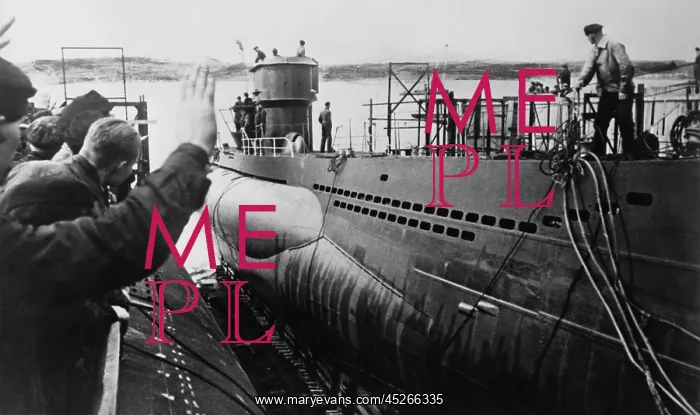 : Launching of a German U-Boat during World War : Launching of a German U-Boat during World War