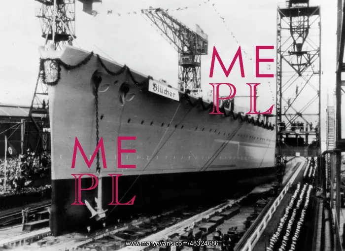 : Launching of the heavy cruiser Blucher, 1937 : Launching of the heavy cruiser Blucher, 1937