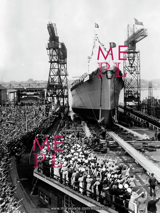 : Launching of the heavy cruiser Blucher, 1937 : Launching of the heavy cruiser Blucher, 1937