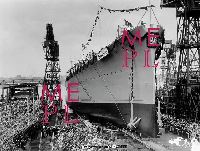 : Launching of the heavy cruiser Blucher, 1937 : Launching of the heavy cruiser Blucher, 1937