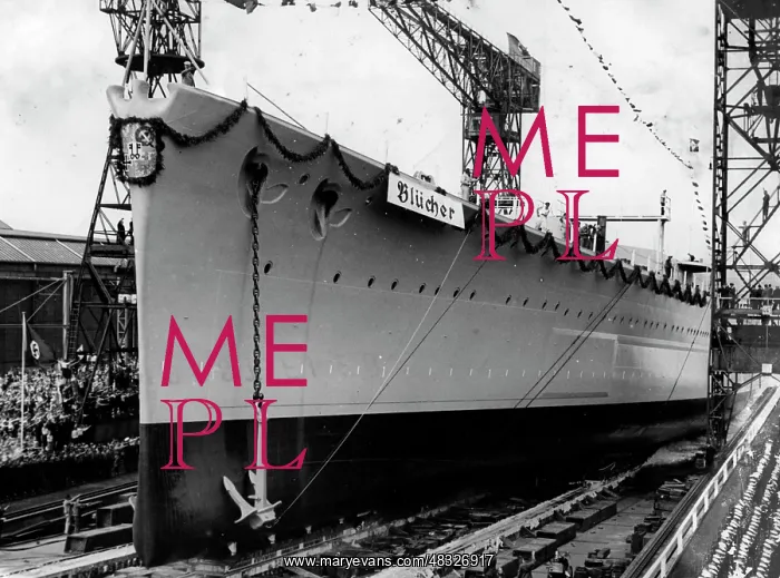 : Launching of the heavy cruiser Blucher, 1937 : Launching of the heavy cruiser Blucher, 1937
