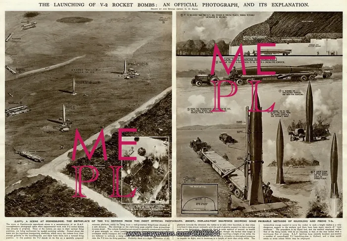 : Launching of V2 rocket bombs by G. H. Davis : Launching of V2 rocket bombs by G. H. Davis