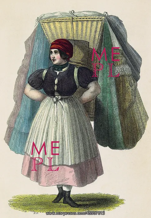 : Laundress. Coloured engraving from Vienna and the Viennese. 1844 : Laundress. Coloured engraving from Vienna and the Viennese. 1844