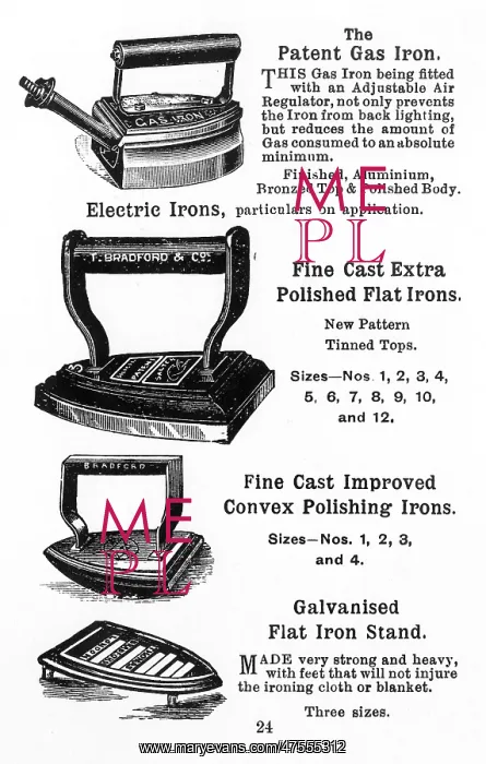 : Laundry irons, 1923 : Laundry irons, 1923