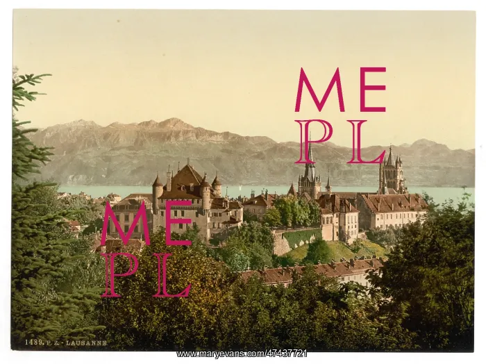 : Lausanne, general view, with Savoy Alps, Geneva Lake, Switze : Lausanne, general view, with Savoy Alps, Geneva Lake, Switze