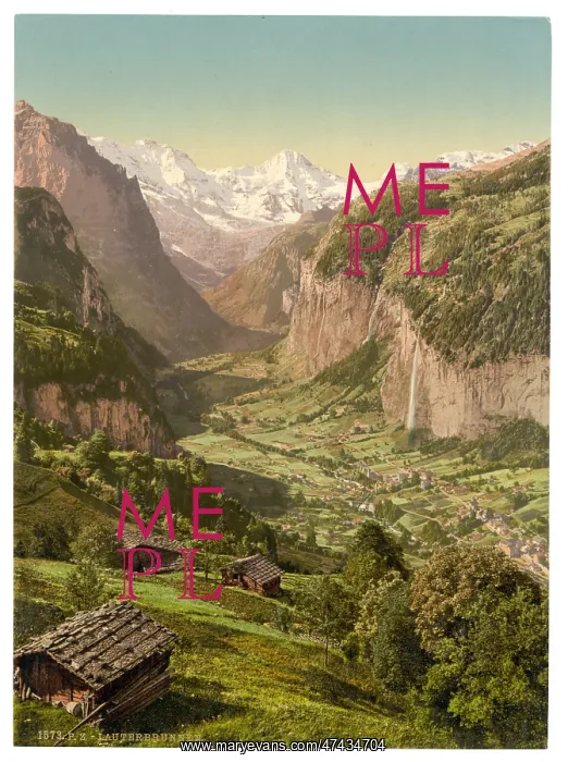 : Lauterbrunnen Valley and Briethorn, from Wengen, Bernese Obe : Lauterbrunnen Valley and Briethorn, from Wengen, Bernese Obe