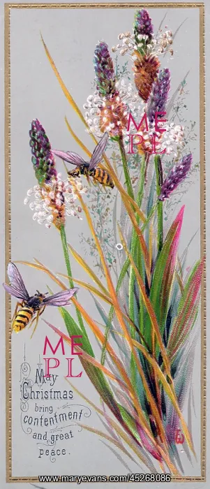  : Lavender and a bee on a Christmas card